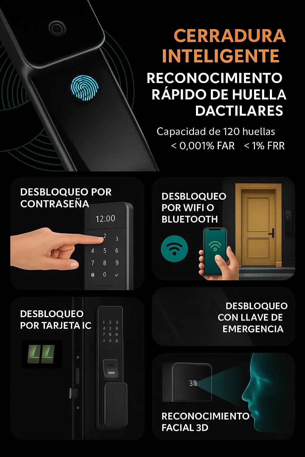 Cerradura Digital Inteligente Euro Style – 5 en 1