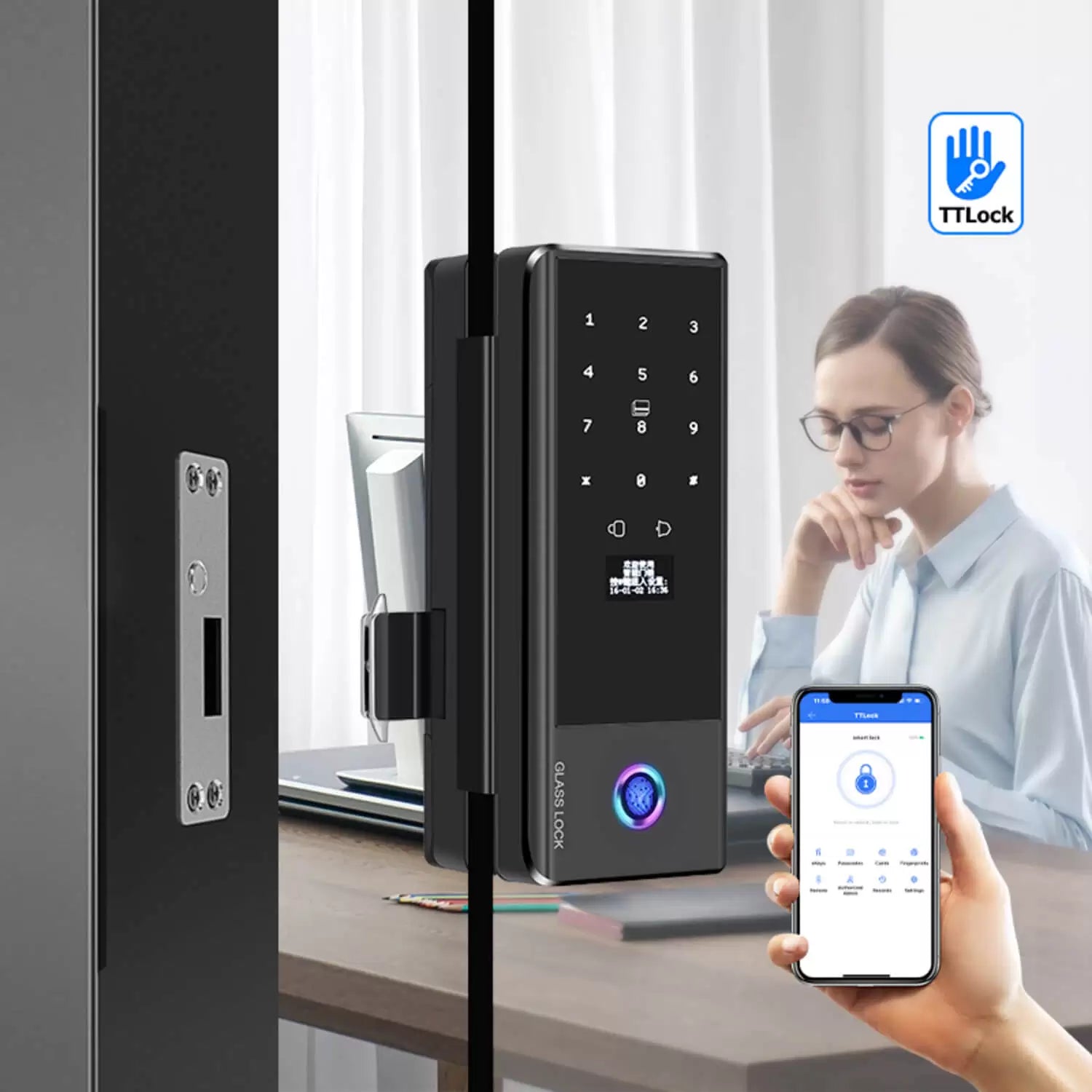 Cerradura Electrónica Inteligente Bluetooth Puerta de Vidrio