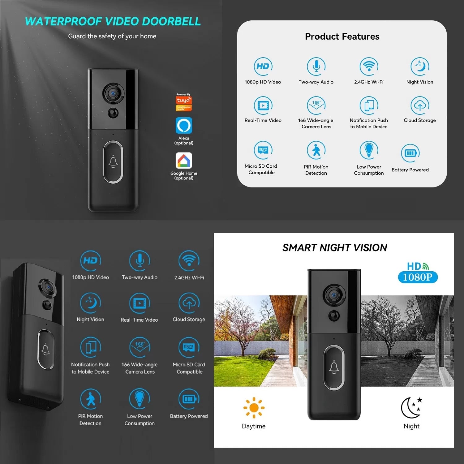 Timbre Inalámbrico Cámara Video WiFi TUYA – Waterproof