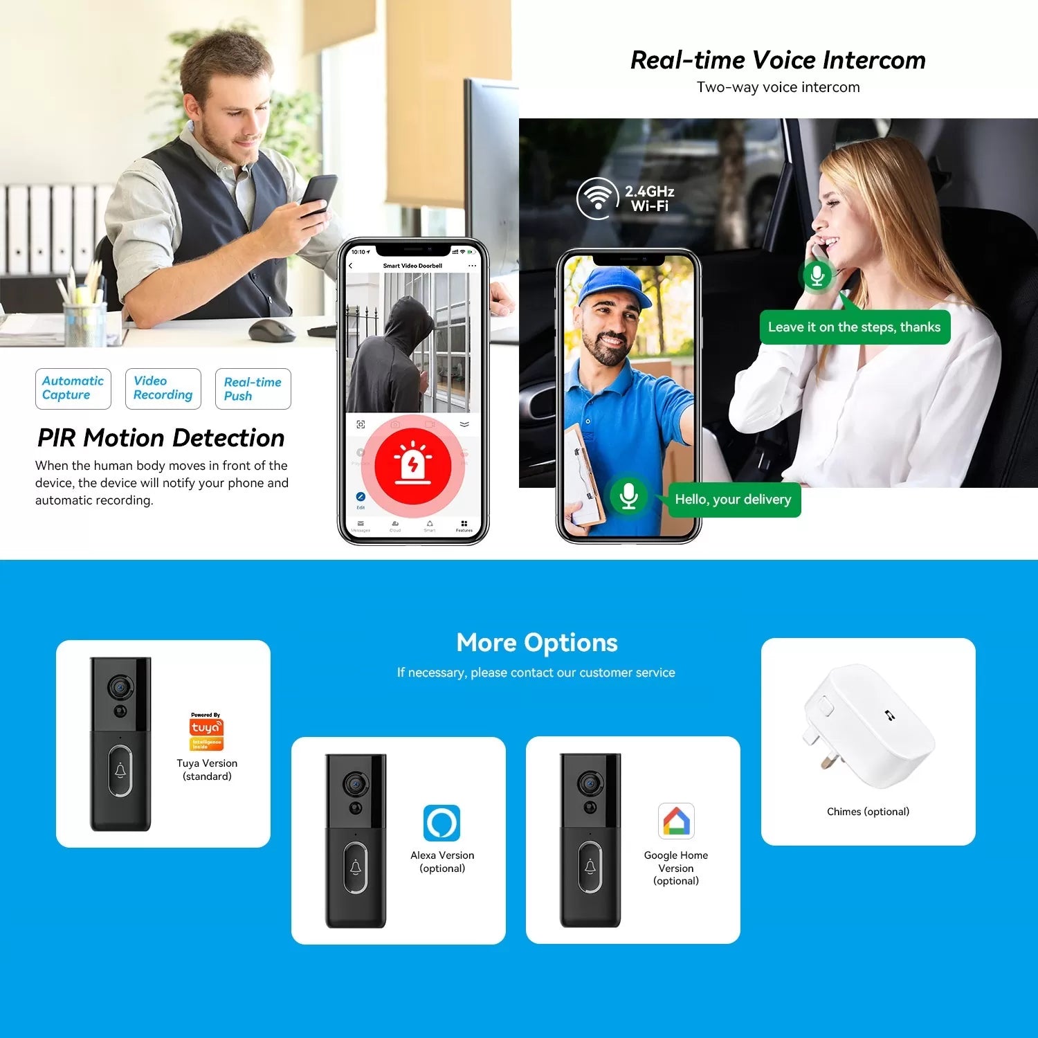 Timbre Inalámbrico Cámara Video WiFi TUYA – Waterproof